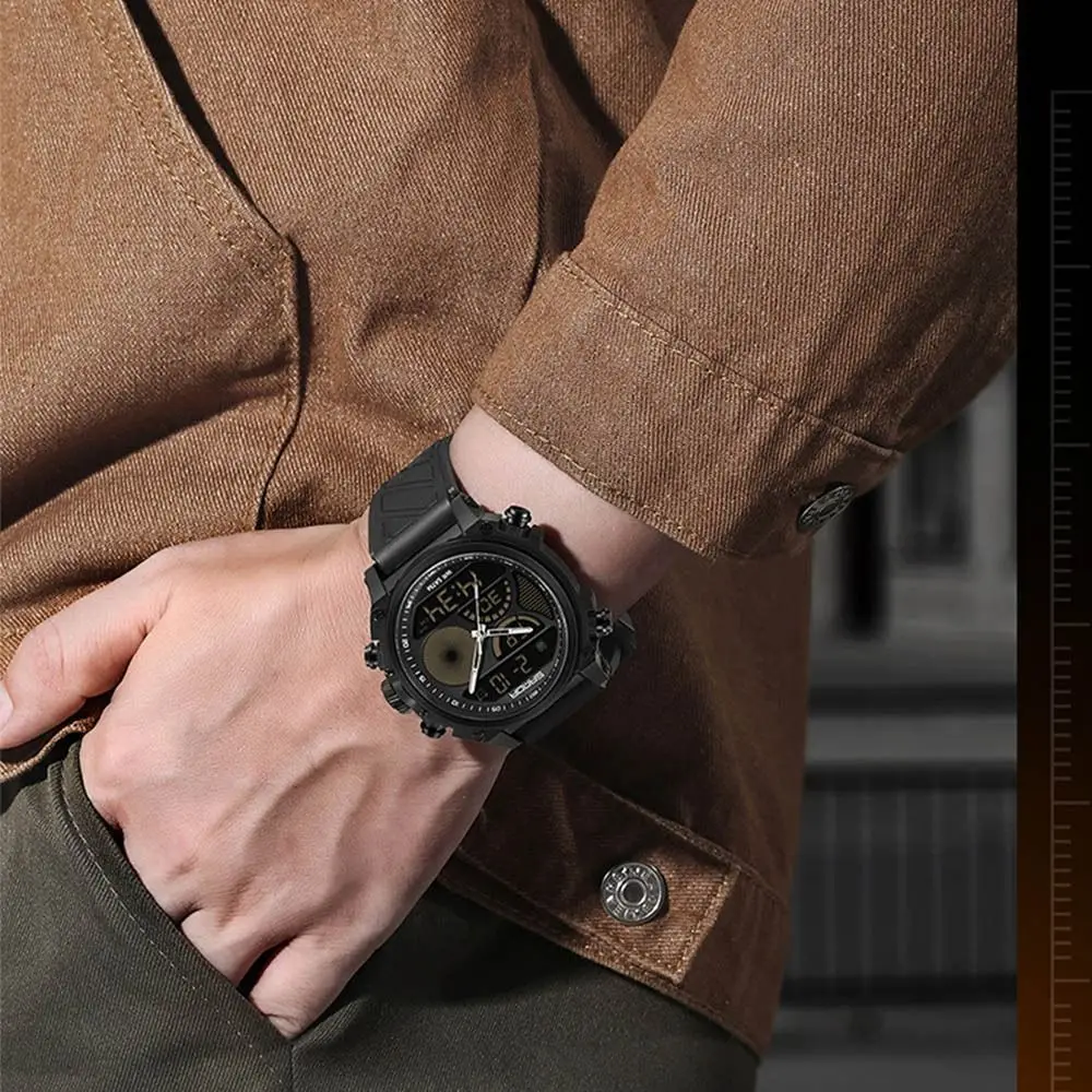 

Водонепроницаемые мужские кварцевые часы с большим циферблатом и двойным дисплеем, спортивные электронные часы, креативный силиконовый ремешок, серебристые наручные часы, подарок