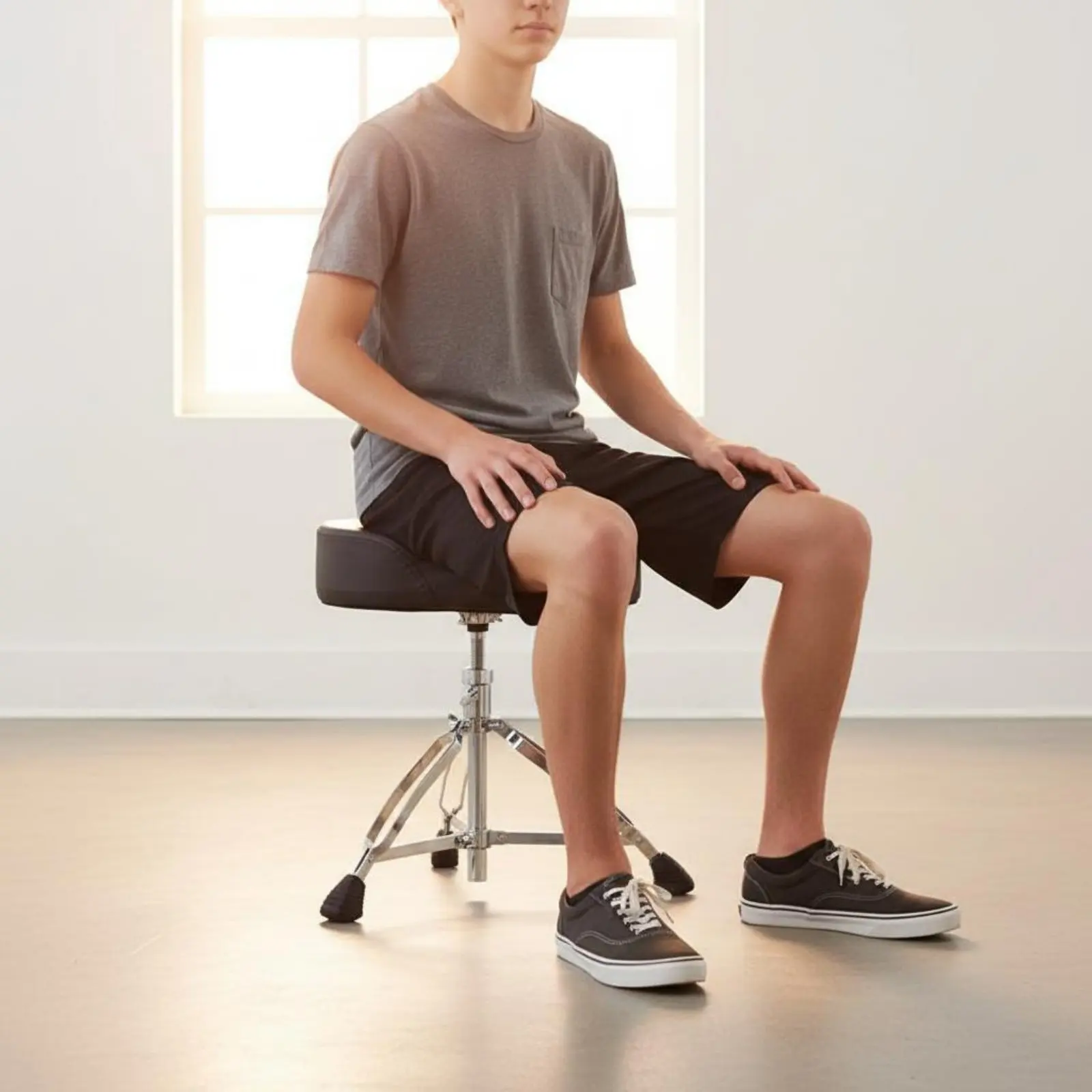 

Drum Throne Heavy Duty Adjustable Drum Throne Music Equipment Stable Metal Legs Non-Slip Feet for Stage