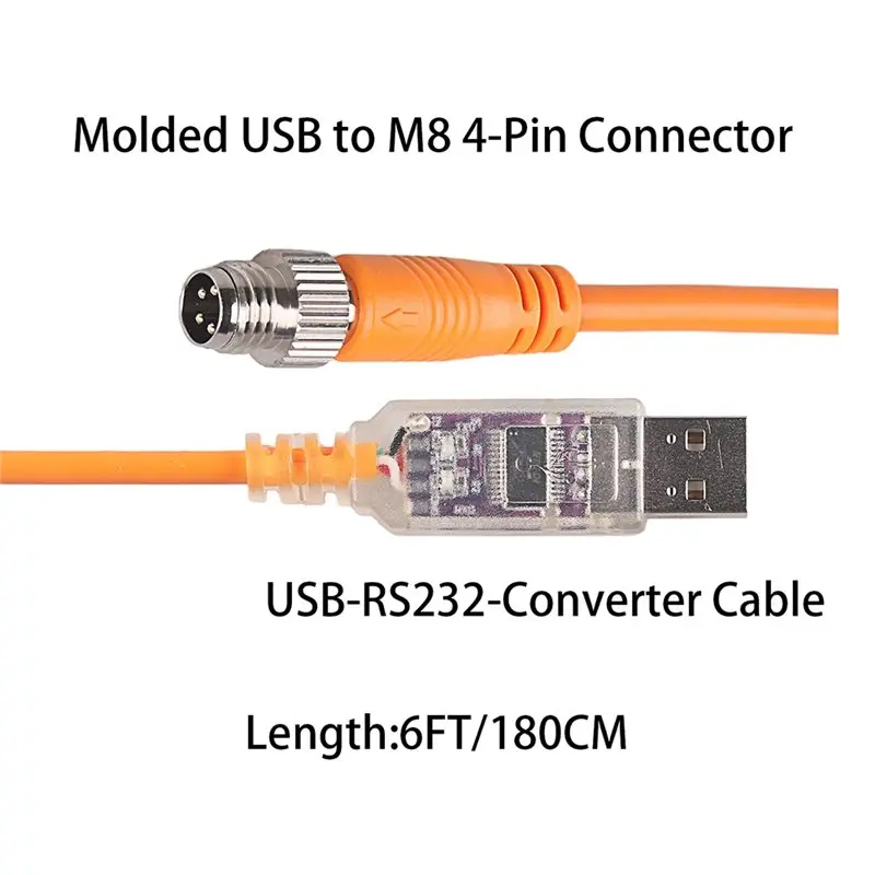 FTDI FT232R USB To M8 4Pin Aviation RS232 Serial Communication Safety Controller Sensor Actuator Industrial PLC Cable