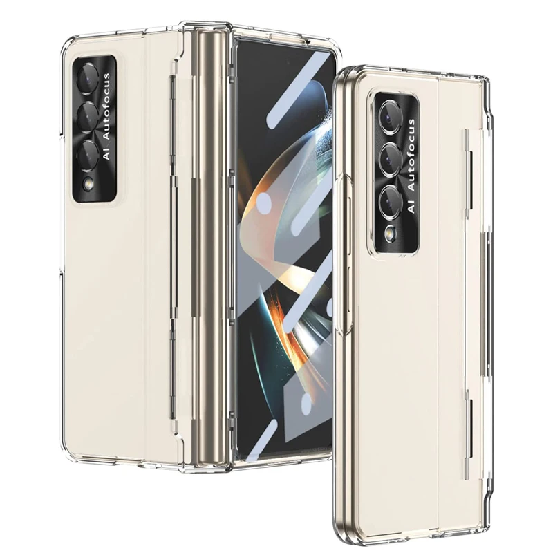 

For Samsung Galaxy Z Fold 4 Fold 3 Transparent Case Hinge Protection Screen Protector All-inclusive Drop-proof Cover FOR FOLD4 3