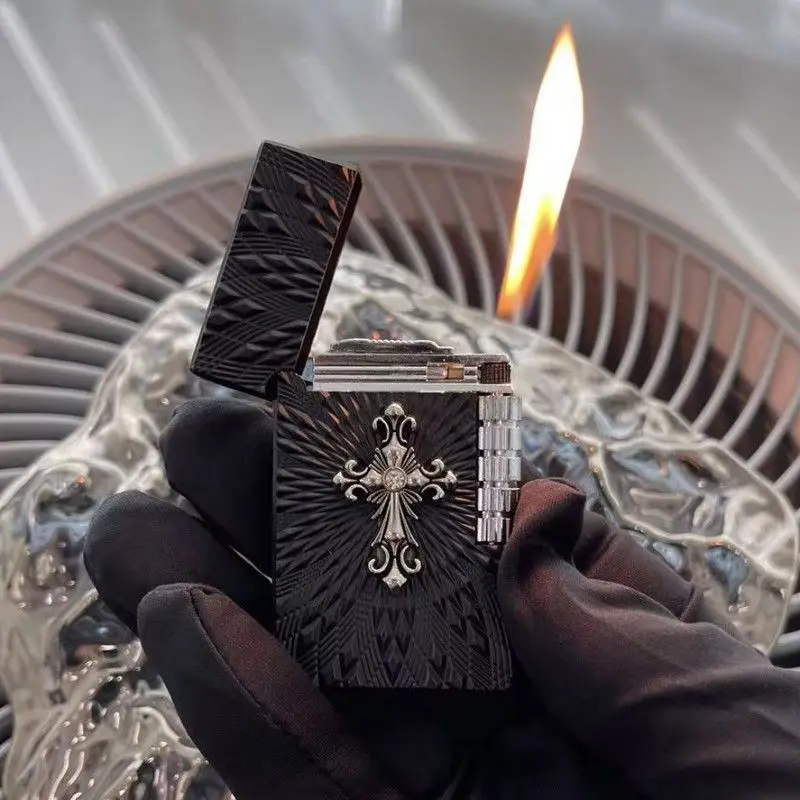 Handmade Original Personalized Creative Side-Slide Loud Voice Metal Grinding Wheel Open Flame Refillable Lighter Men's Gift