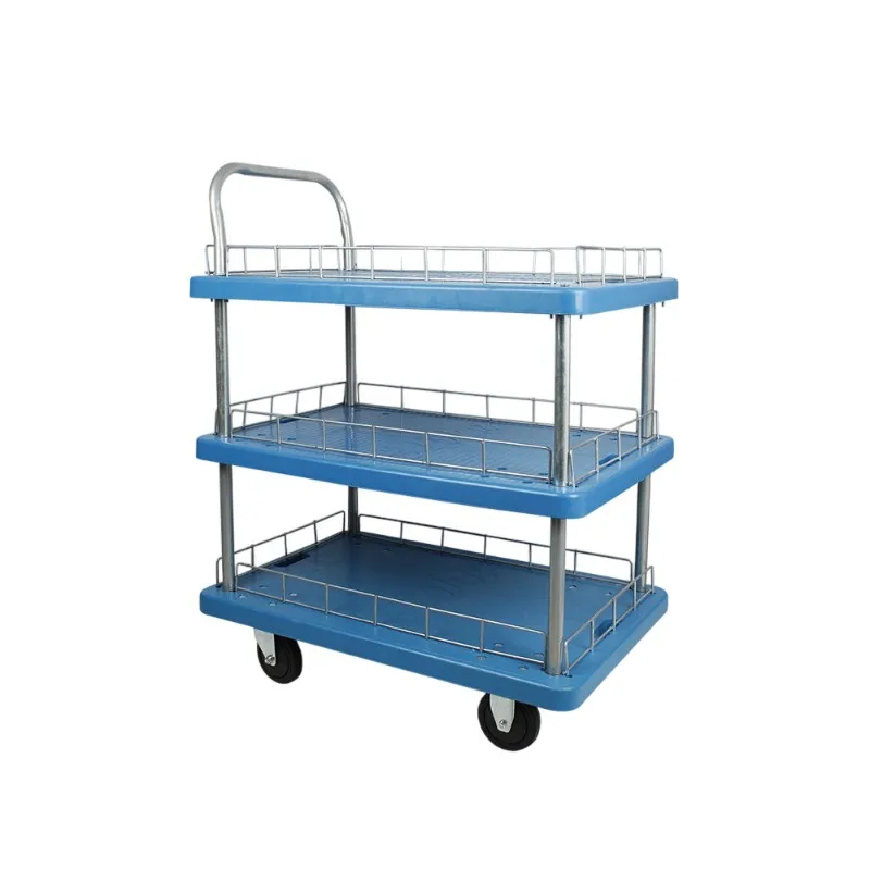 Complete Four-Wheel Heavy Duty Push Cart Handle Rails Multi-Layer Utility Cart OEM Customizable Industrial Tools Warehouse