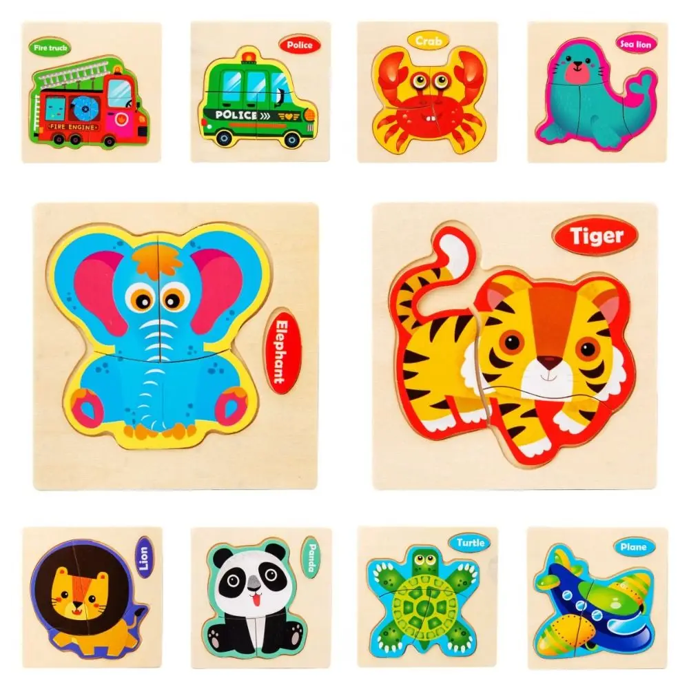Wood 3D Animal Jigsaw Animal Multiple-topic Puzzle 3D Wooden Puzzle Intelligence Game Puzzle Early Education Toy