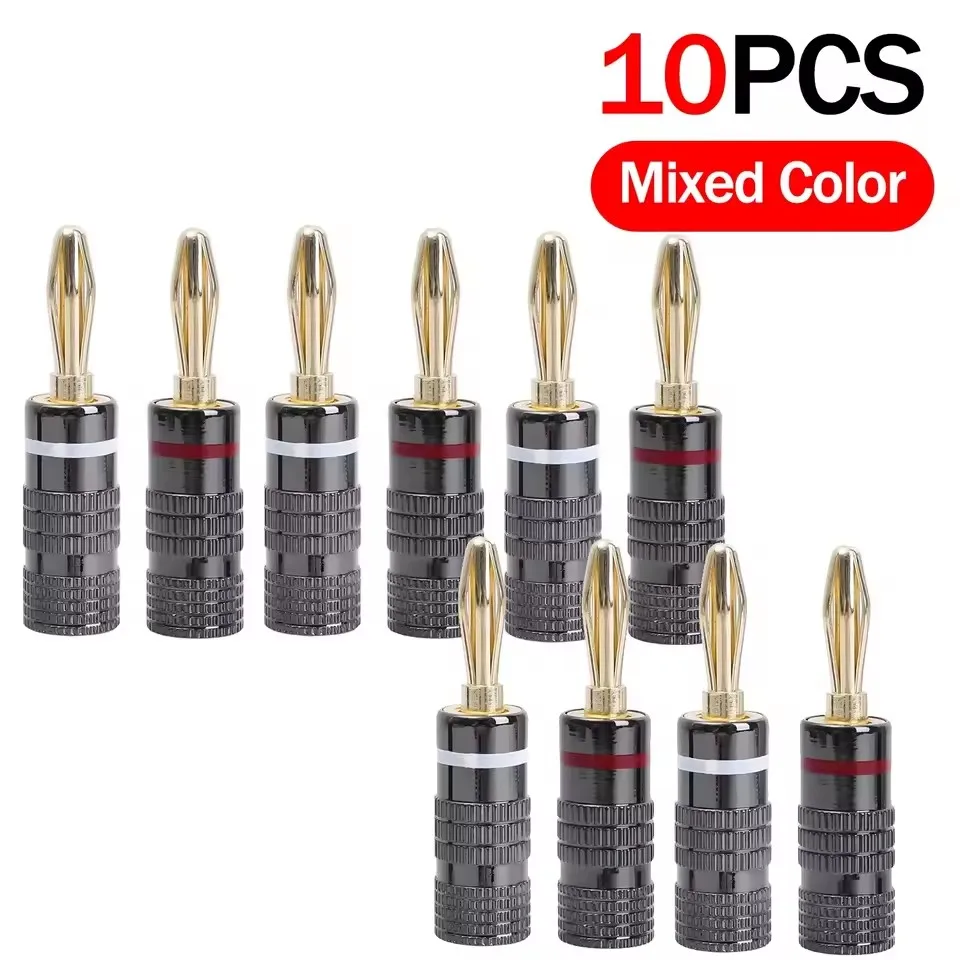 Universelle vergoldete Metall-Bananenstecker, lötfrei, 4-mm-Bananenstecker mit Schraubverschluss für Audio-Buchsen, Lautsprecher- und Verstärkerstecker