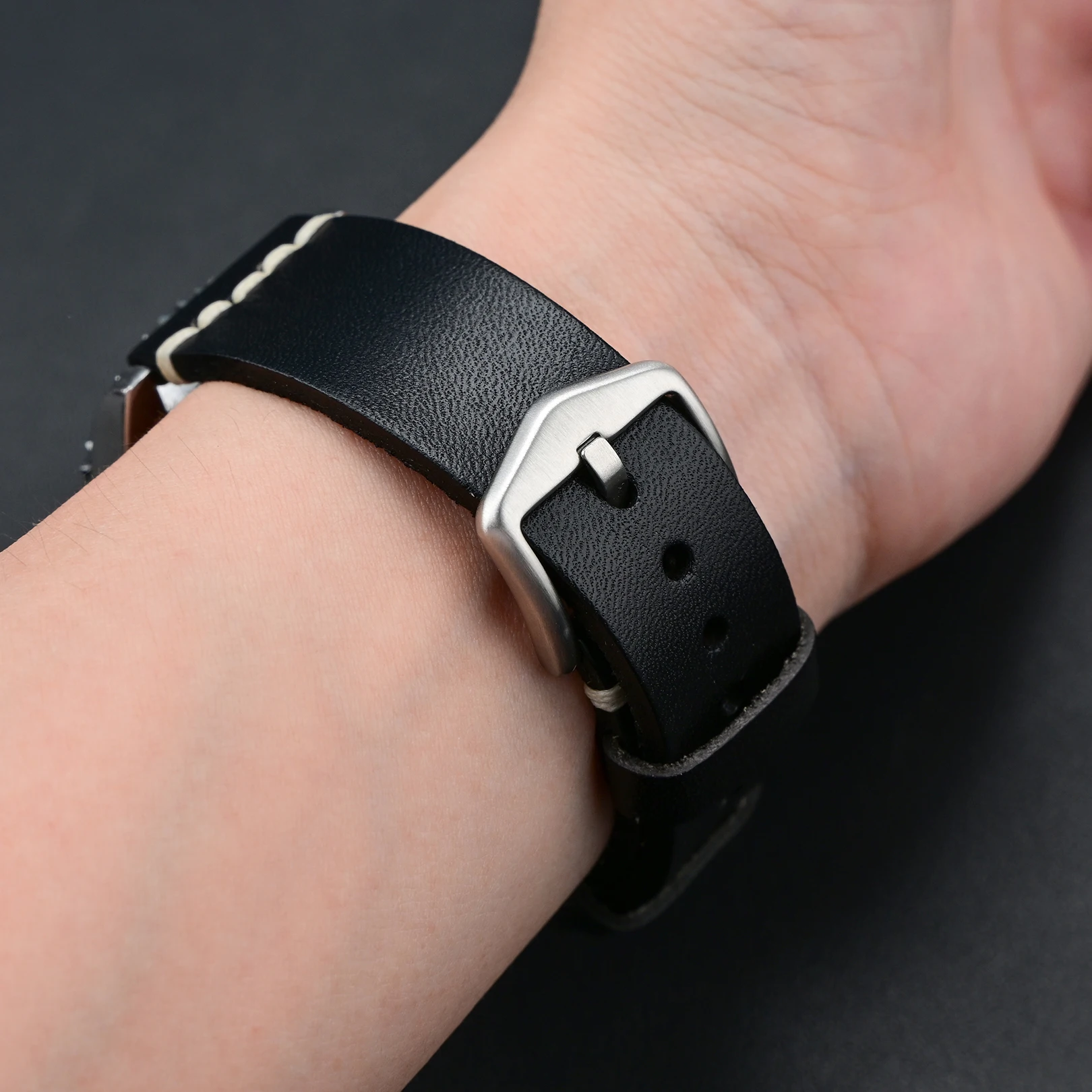 Genuine Pull Up Leather Watch Band for Rolex Submariner Hulk Kermit Black GMT Vintage Hand-Stitched Cowhide Strap 20mm 22mm 24mm