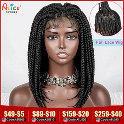 14 Inches Short Bob Braided Wigs Synthetic Full Lace Wigs for Black Women Knotless Box Braids Synthetic Lace Front Wigs