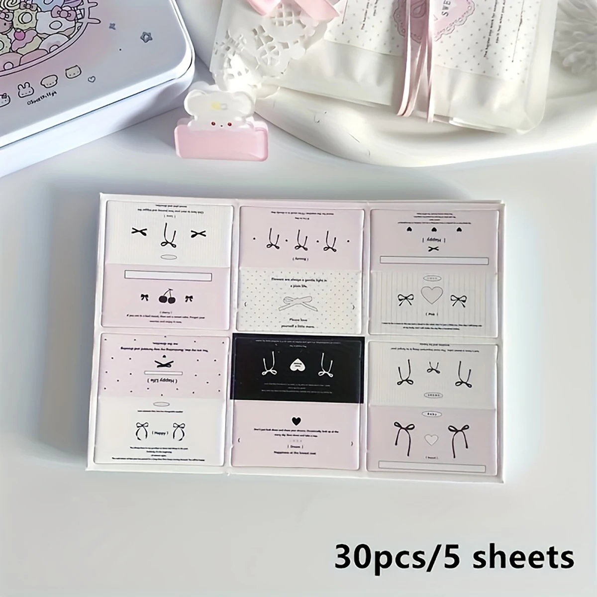 30 قطعة من البطاقات المطوية الصغيرة مع خطوط التجعيد - حاملات ملصقات على الطراز الكوري للمجوهرات وتغليف الهدايا، 5 أوراق من Pa الإبداعية