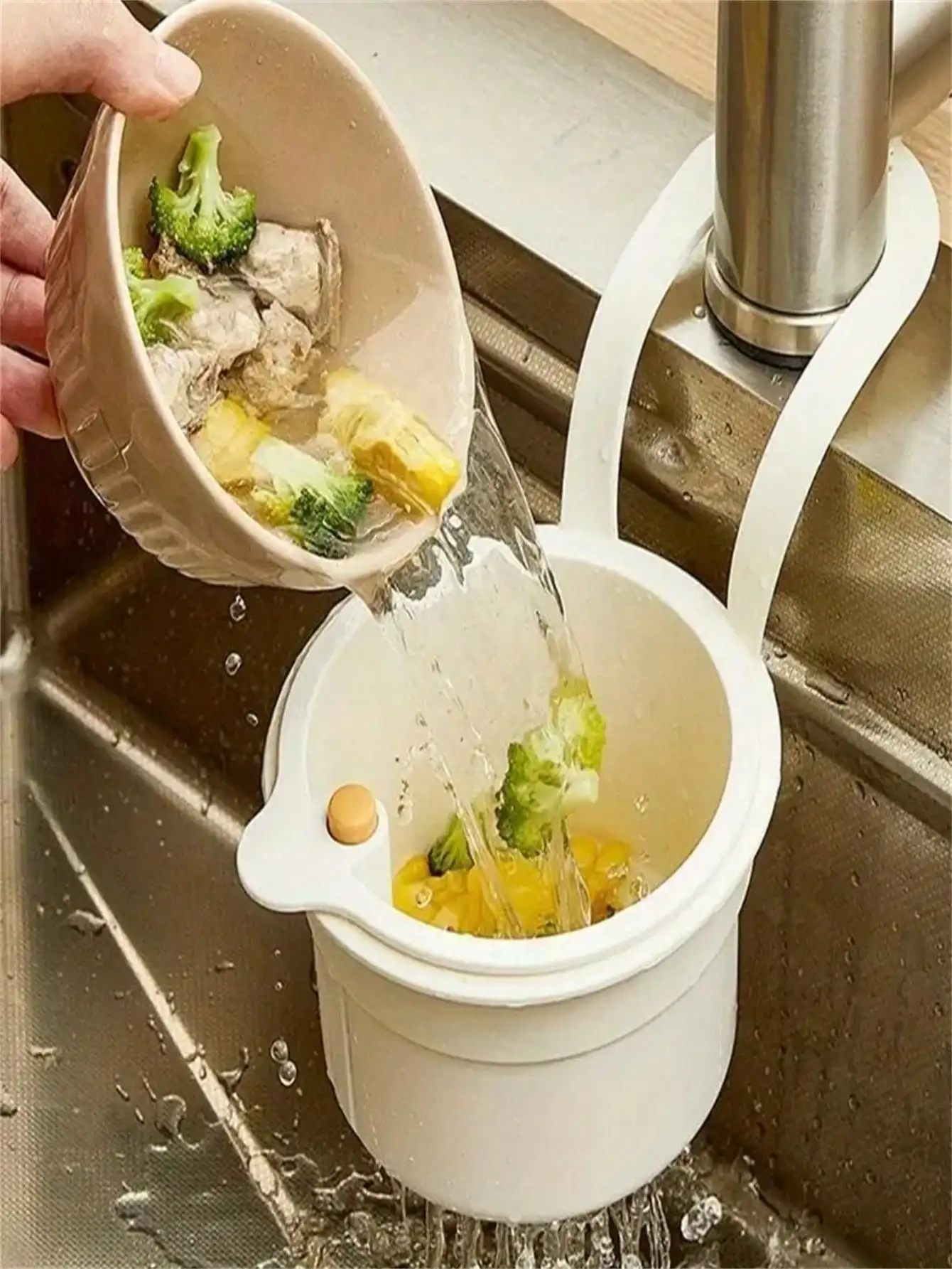 

Automatic Cleaning Push-Type Sink Filter Basket - Automatic Food Waste Drain Basket with Detachable Bottom, Easy to Install and Remove, Suitable for Modern Kitchen Design
