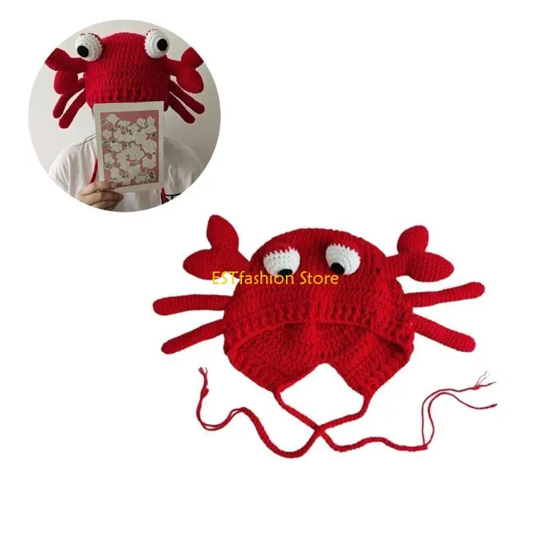 Y5GC مضحك السلطعون ومخلب قبعة المرأة الخريف والشتاء محبوك الملونة الشتاء قبعات منسوجة كول صور الدعامة Y2K-GIRL