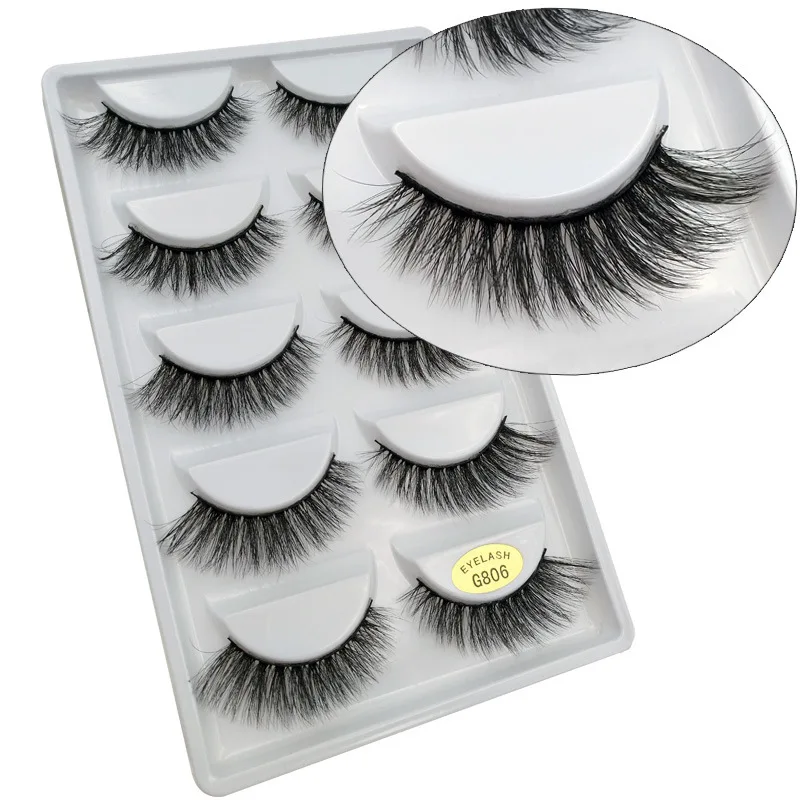 5 Pairs 3D Mink False Eyelashes H13, Soft Eyelash Extension Natural Eyelashes Makeup Lashes Wholesale G800, G806