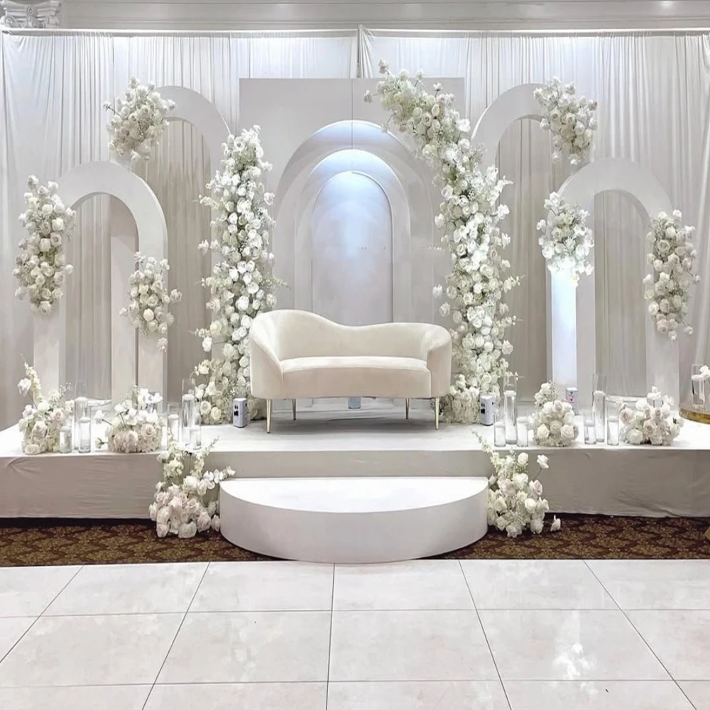 1pcs/3pcs) Party White metal Flower half Circle Gate iron Square Backdrop Events Wedding Decoration Arch Stand