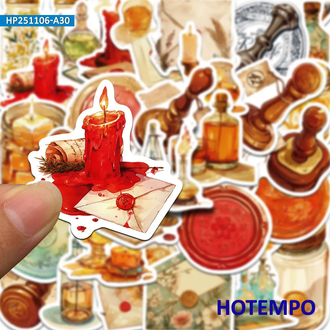 10/30Pieces, Wax Seals Style Stickers, Sealing Wax Retro Stamp Graffiti, for Phone Scrapbook Laptop Letter DIY, Fun Sticker Pack