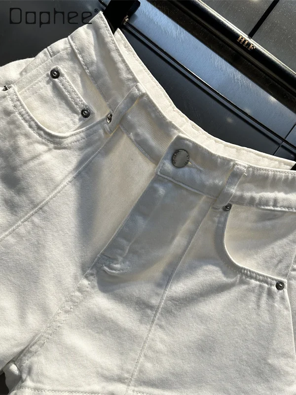 ストリートスパイスガール偽ツーピーススプライシングデニムショーツ女性夏の通勤スタイルファッション無地カジュアル多用途ショーツ