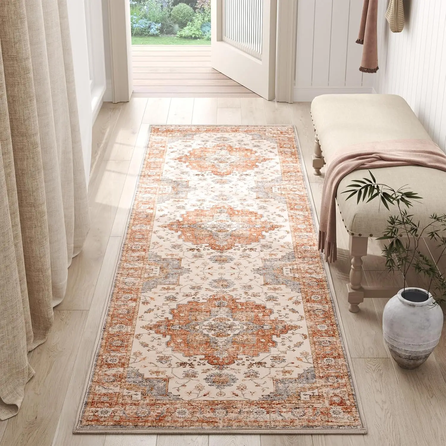 VIKAMA Bohemian Runner Rug Anti-Slip Lightweight Corridor Kitchen Floor Mat Retro Bedroom Carpet Home Decoration - view 5