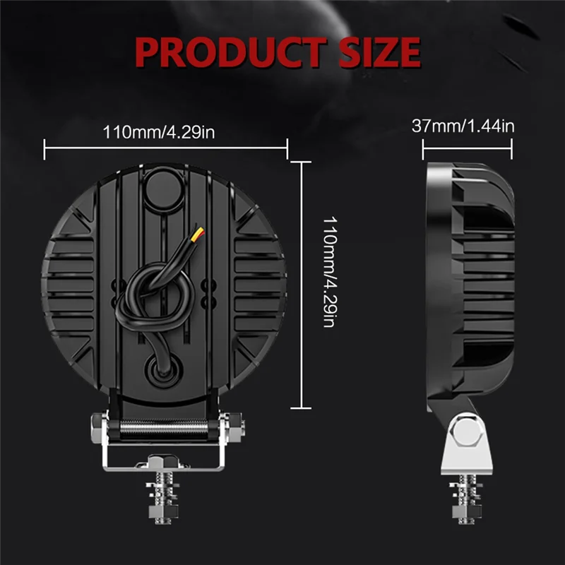 جولة 4 بوصة سيارة LED أضواء العمل يوم تشغيل أضواء لشاحنة ATV UTV SUV دراجة نارية عربة مقطورة قارب #5