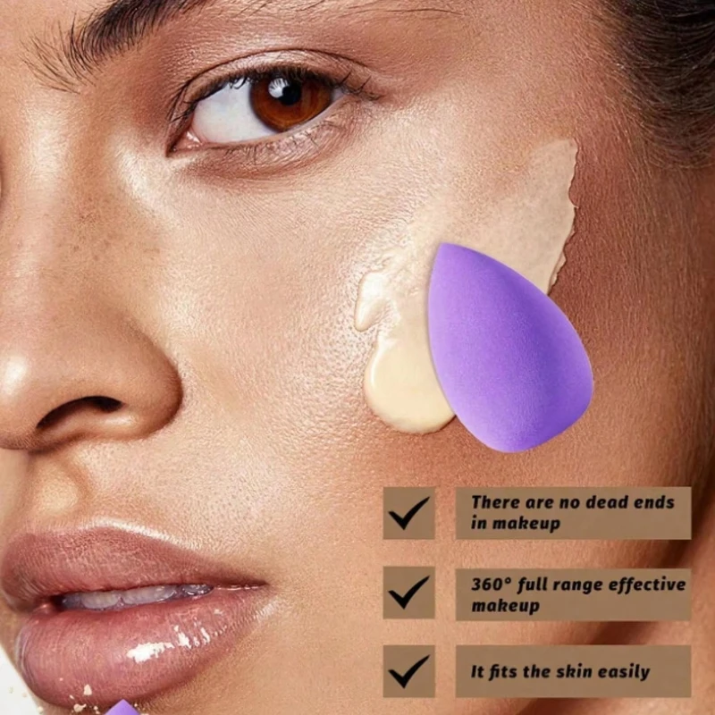 12Pcs/1Set  Skin-Friendly Soft Makeup Sponge Set, Wet & Dry Use, Suitable For All Skin Types Pink/Purple/Black