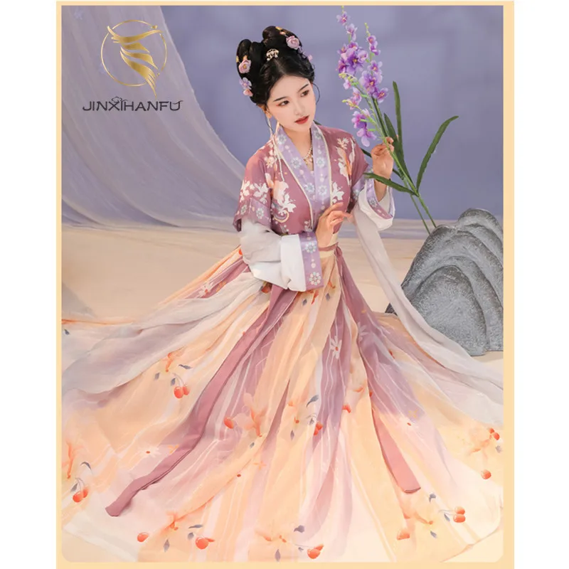 JINXIHANFU Pakaian Tradisional Cina Desain Asli Kostum Peri Tari Wanita Cosplay Hanfu Wanita Hanfu