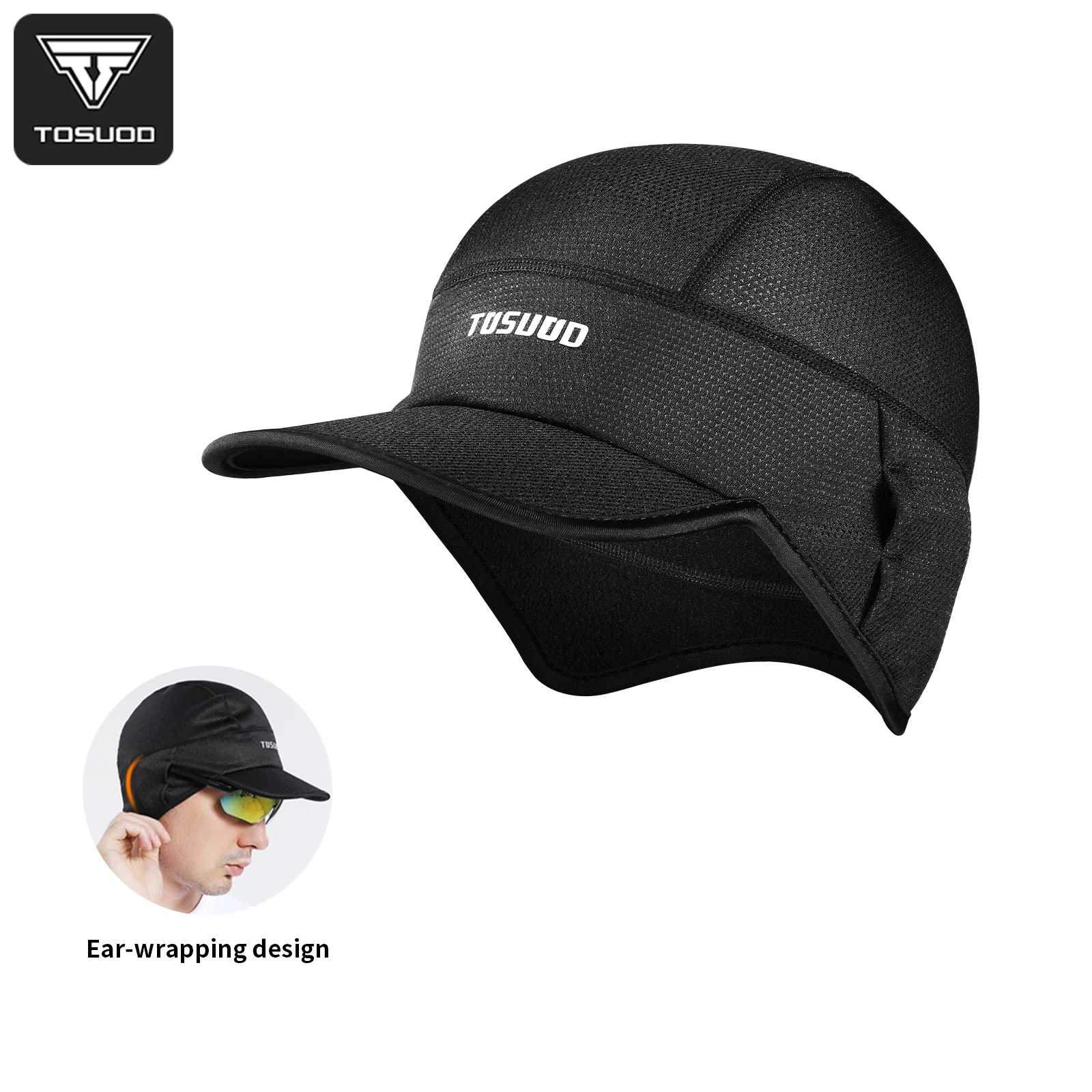 قبعة ركوب الدراجات من الصوف المقاوم للرياح من TOSUOD، قبعة شتوية دافئة للرجال والنساء، أغطية رأس رياضية للتزلج في الهواء الطلق