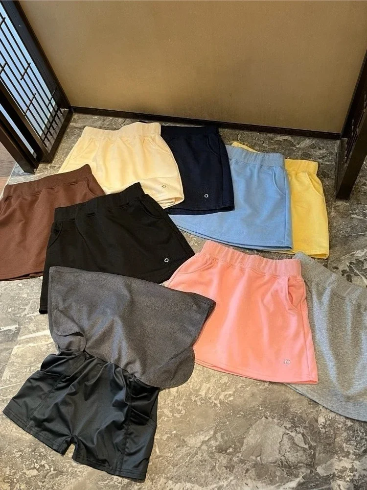 Autumn New High Waist Sports Tennis Skirt Cotton Loose Casual Sporty Style Black Skirt Fashion Elastic Waist Skirts for Women