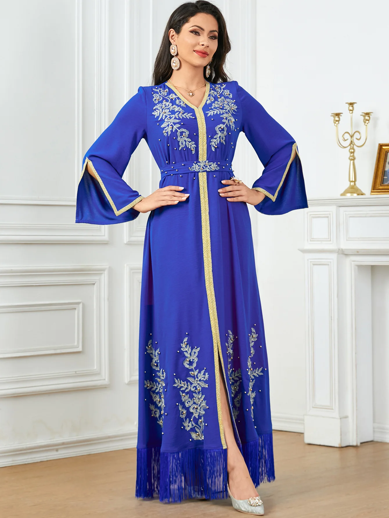 

Morocco Dress Women 2024 Ruffle Muslim Abaya Fashion Dubai Abayas Embroidery Belted Kaftan Elegant Party Dresses Vestidos Spring