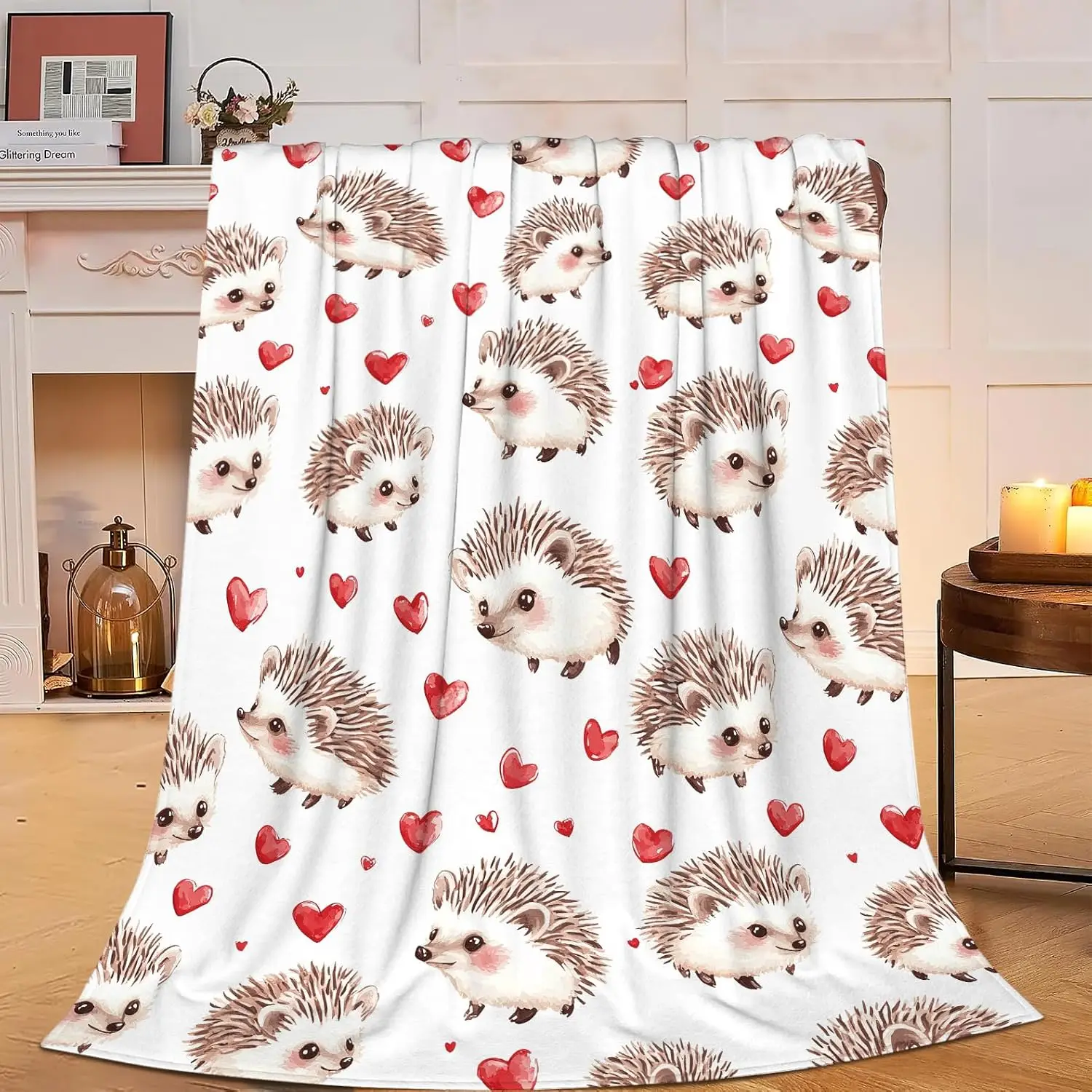 Adorable Hedgehog Animal Throw Blanket Plush Cute Fuzzy Knit Sofa Cover Cozy Home Decor Spring Autumn Gift