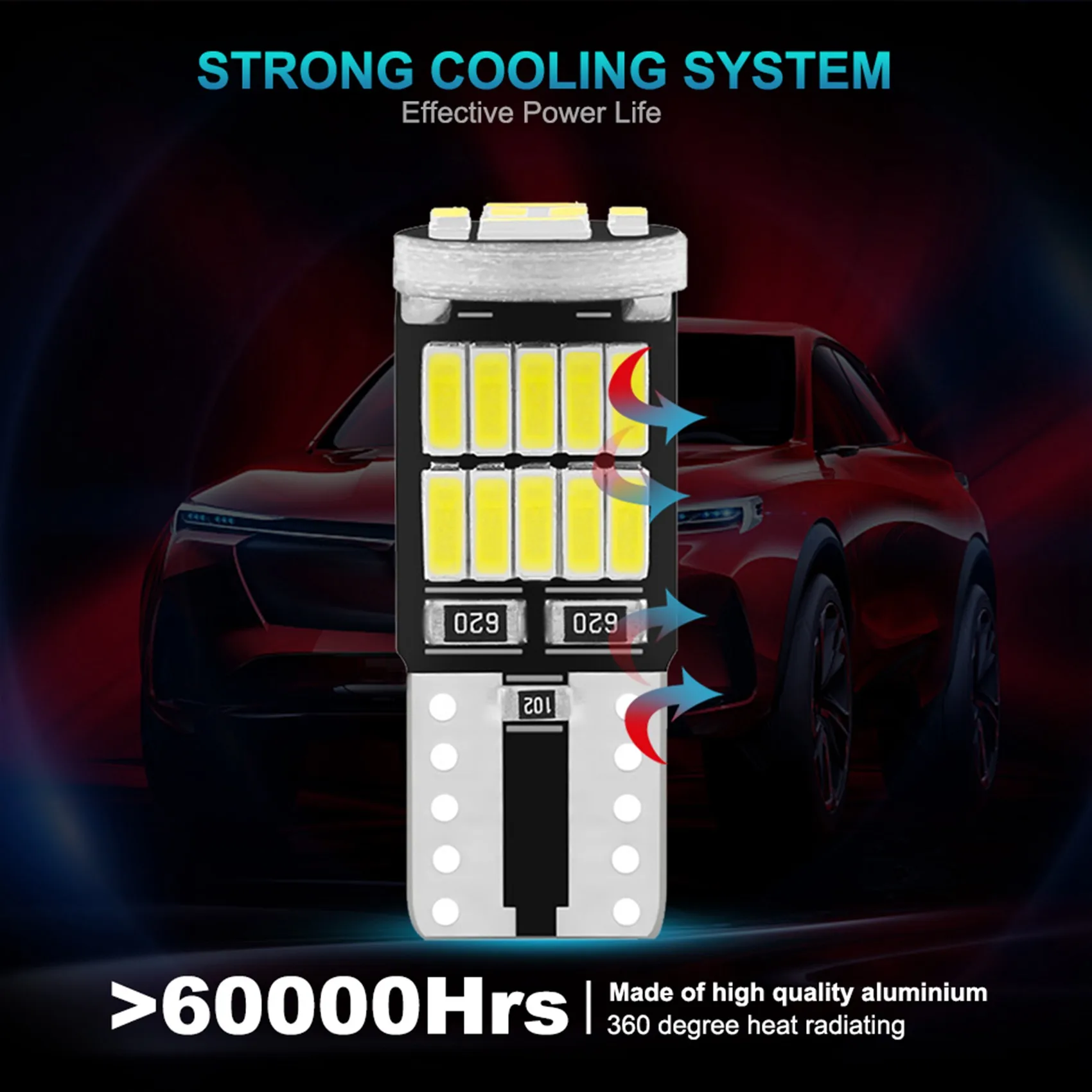 AT77 10 Uds W5W T10 bombillas LED 4014 26SMD lámpara de techo de cúpula Interior de coche lámpara de señal de placa de matrícula bombillas de caja trasera 12V luz blanca