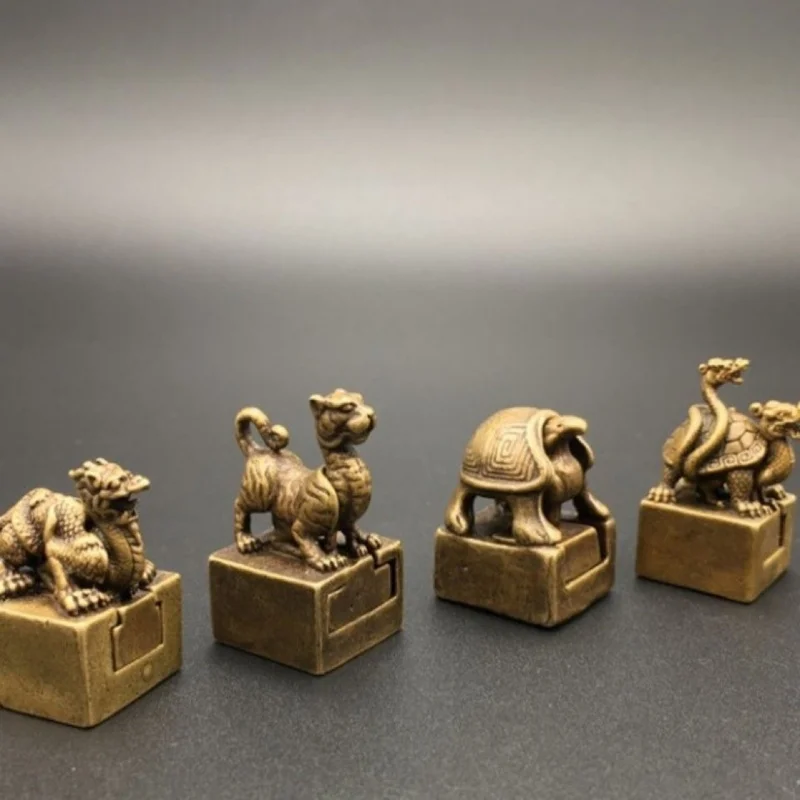 Brass Seals Featuring Four Mythical Beasts: The Green Dragon, White Tiger, Red Bird, Black Tortoise.Mother-And-Child Co