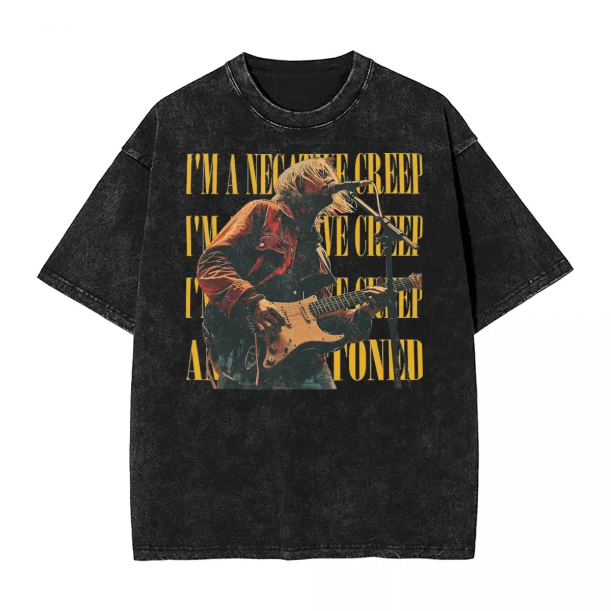 Washed T Shirt Kurt Cobain Hip Hop Retro T-Shirt Oversize Streetwear Cotton Summer Tops Tee Shirt for Men Women