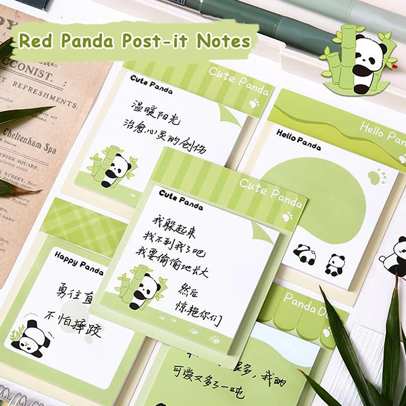 30Pcs Cartoon Cute Panda-Themed Self-adhesive Sticky Note Creative Fashion Trend Note Paper School Supplies Stationery Gifts