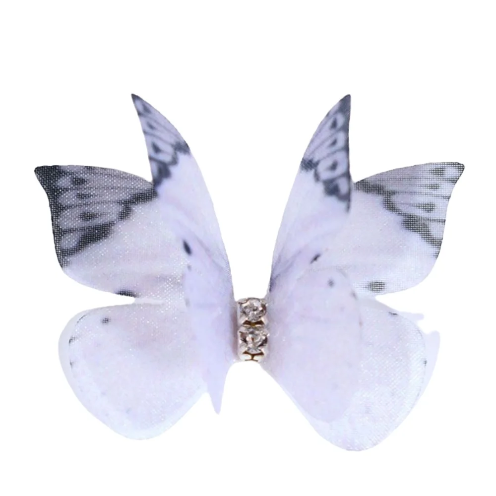 50pcs 4CM Organza Fabric Butterfly Appliques Gradient Color Double-layer Fairy Chiffon Butterfly 3D Dreamy