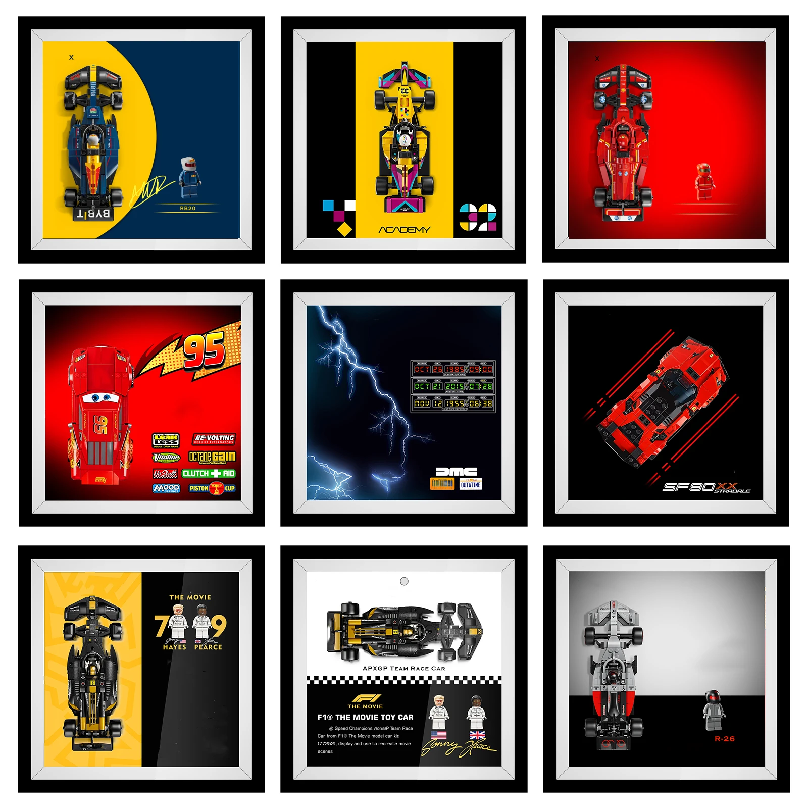 Display Frame Box for LEGO Speed ​​Champions 77242-77259 Collectible Mini Racers,dustproof storage