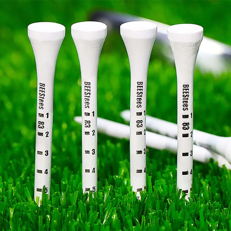 

100pcs/Bag Bamboo Golf Tees Wite Navy With Black Stripe Mark Scale 70mm 83mm Golf Accesories 2 size New Colorfull Golf Ball Tee