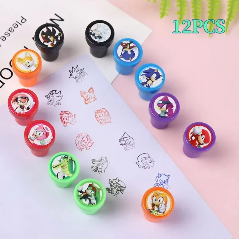 12-36PCS/set Sonic Seal Anime Figure Peripherals Cute Children Cartoon Seal Toys Multiple Patterns Boys Girls Birthday Gifts