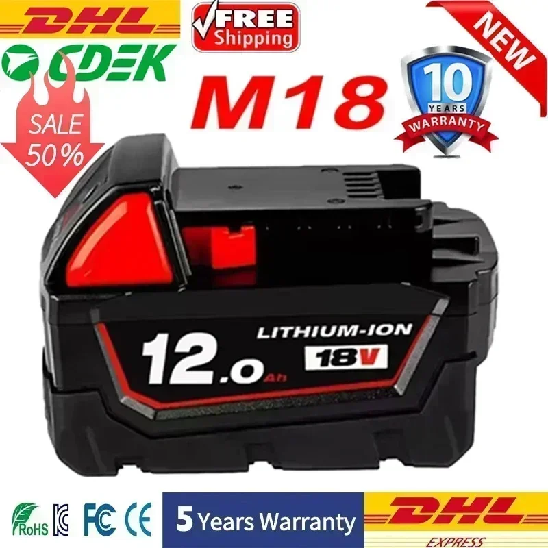 

For Milwaukee M18 Battery 18V 6.0Ah 9.0Ah Replacement Lithium Battery for Milwaukee M18 48-11-1815 48-11-1850 2604-22 Battery