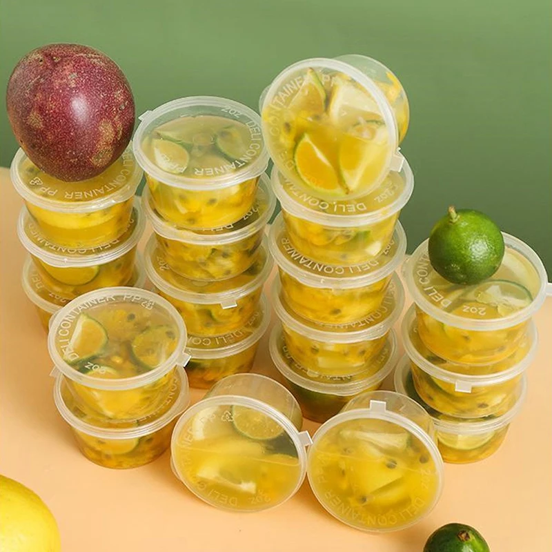 10Pcs Disposable Sauce Seal Box Mini Transparent Plastic Sealed Box Sauce Spices Storage Container Box with Lids