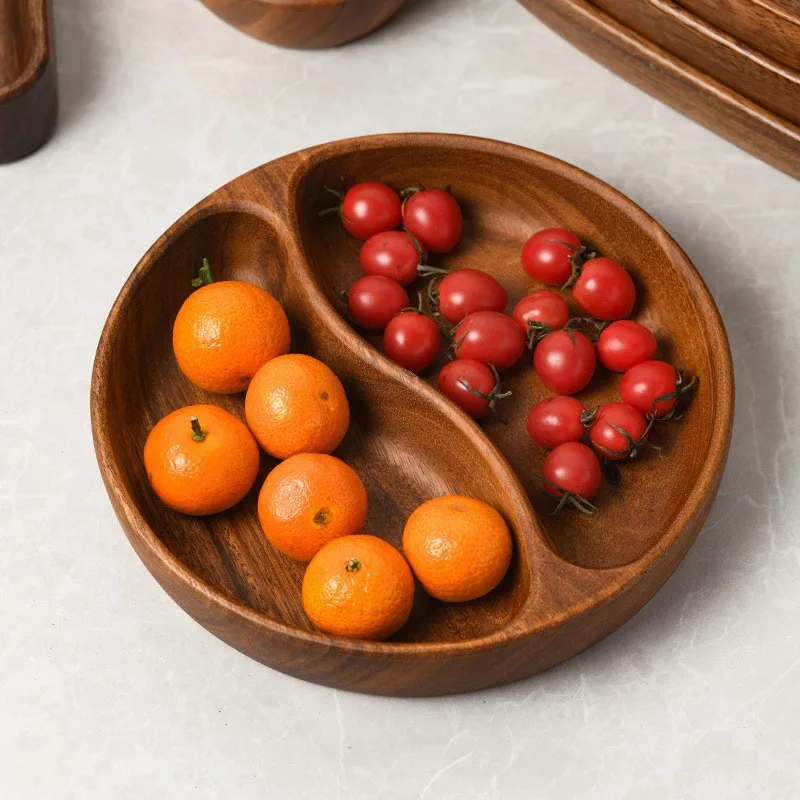 Wooden Tray with Divided Compartments for Fruits, Nuts, and Snacks