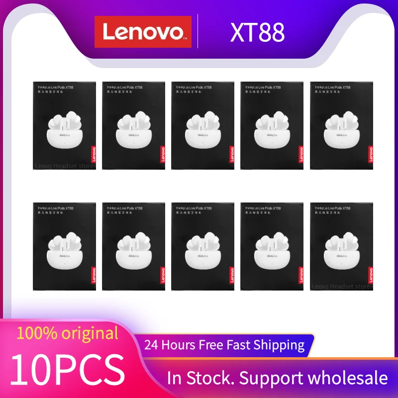 Original Lenovo XT88 5PCS 10PCS Wireless Bluetooth Headset Ultra Long Standby Battery TWS Sport In-Ear Binaural HD Microphone