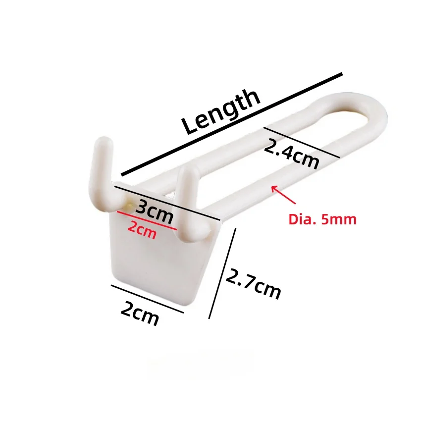 플라스틱 페그보드 제품 디스플레이 걸이형 행어 후크, 이중 발 흰색 보관 상품 선반, 슈퍼마켓 상점, 1 팩