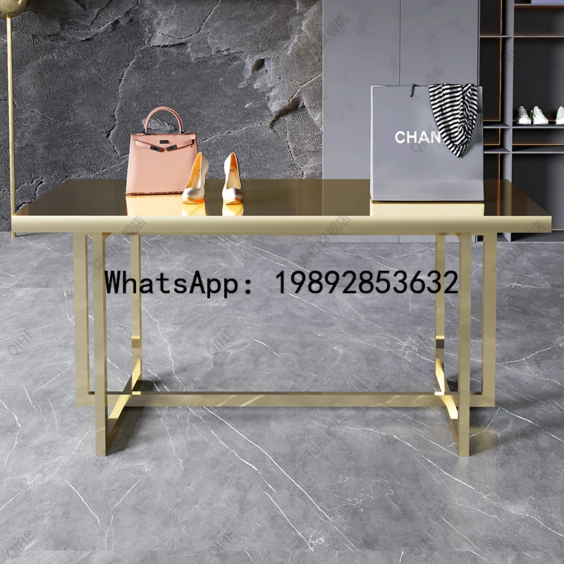 Stainless Steel Island Table Titanium Brushed Flowing Water Table Display Table Buyer's Store Storage Workbench