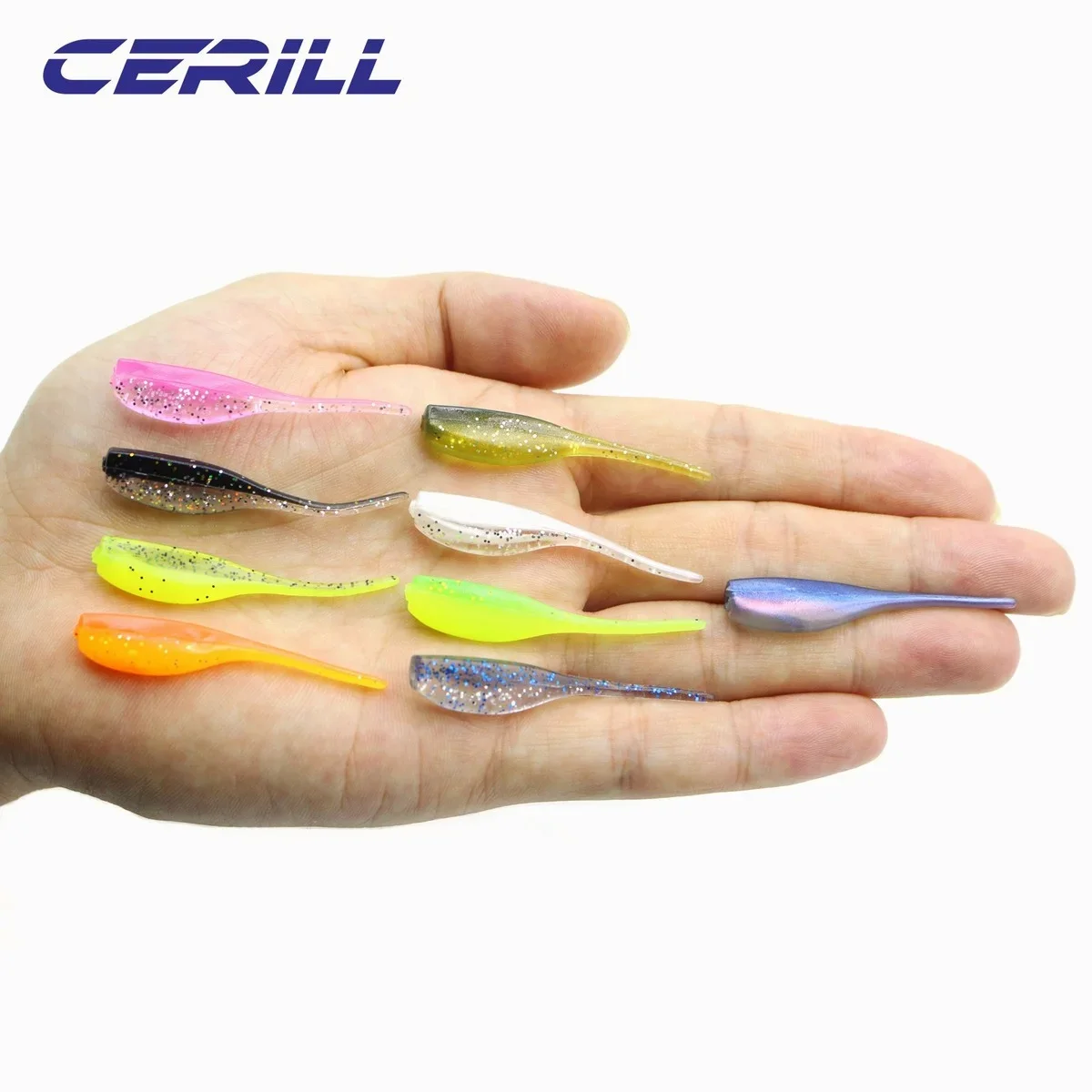 Lot 10-20 parlatıcı yumuşak balıkçılık cazibesi Mini çift renk tek iğne kuyruk silikon yapay solucan yem Wobblers Swimbait mücadele