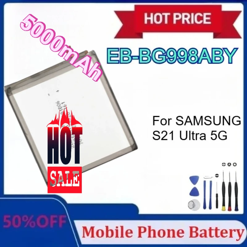 

Upgraded 5000mAh Mobile Phone Battery EB-BG998ABY for Samsung Galaxy S21 Ultra 5G Mobile Phone Batterie with Tools
