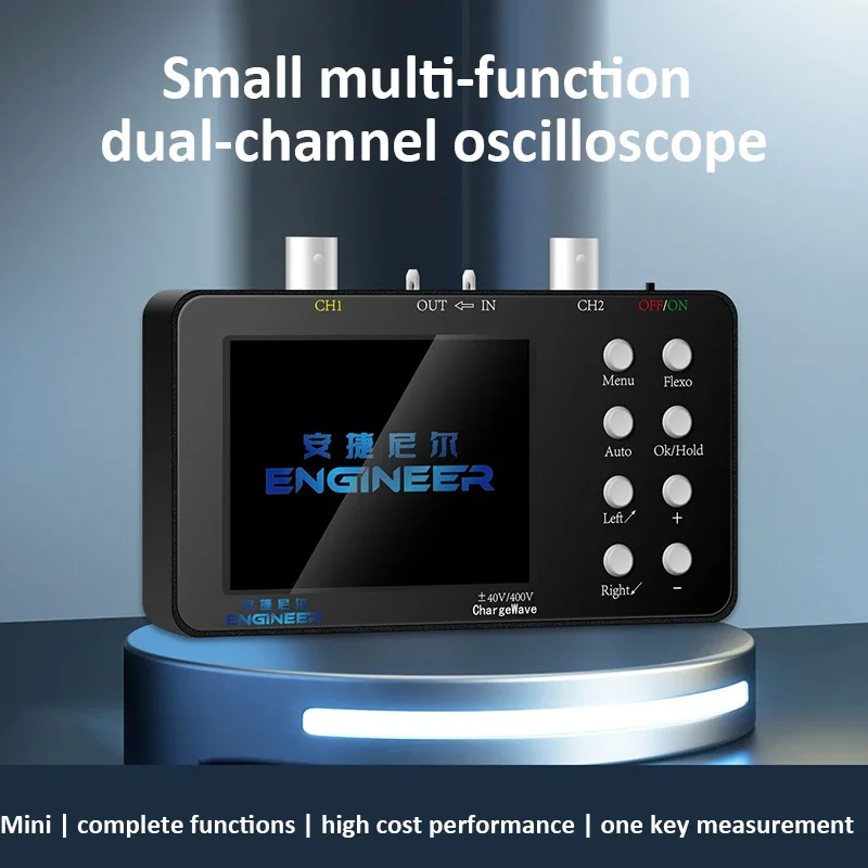 Digital Oscilloscope 2 In 1 Dual Channel Oscilloscoop 10Mhz Signaal Generator 50M Sampling Rate 20KB Memory with 3.2 Inch LCD