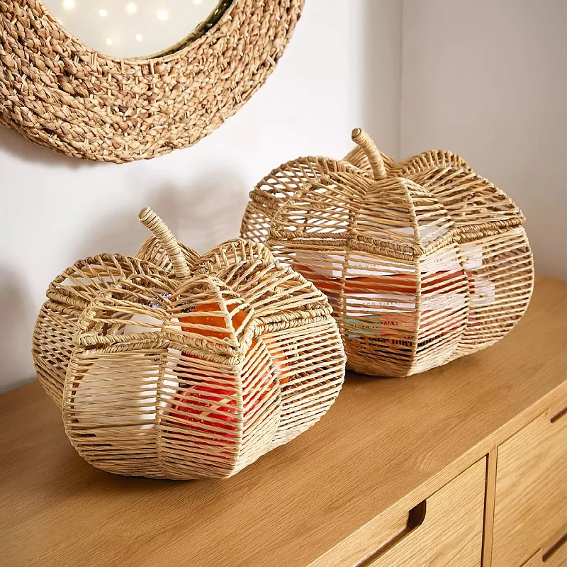 Wholesale Handwoven Storage Basket Pumpkin Vegetable StorageBasket Finishing Frame Desktop SundriesBasket Home Decoration Bask
