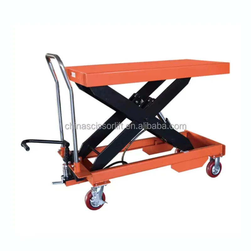 2026 Manual Hydraulic Vertical Scaffolding Lifting Flatbed Small Cart Manual Trolley