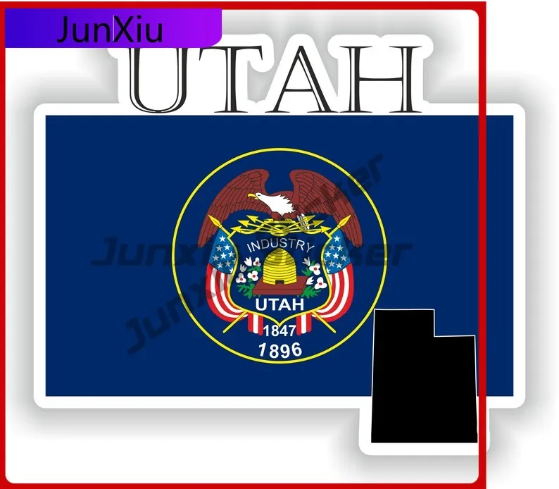 Stiker Dekal Lambang Peta Bendera Amerika Utah untuk Laptop, Dekorasi Mobil, Stiker Estetika, Dekal Samping SUV, Sepeda