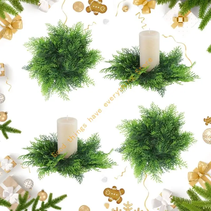 Christmas Rings Wreath Pine Rings Holders Norfolk Pine Garland 55KF