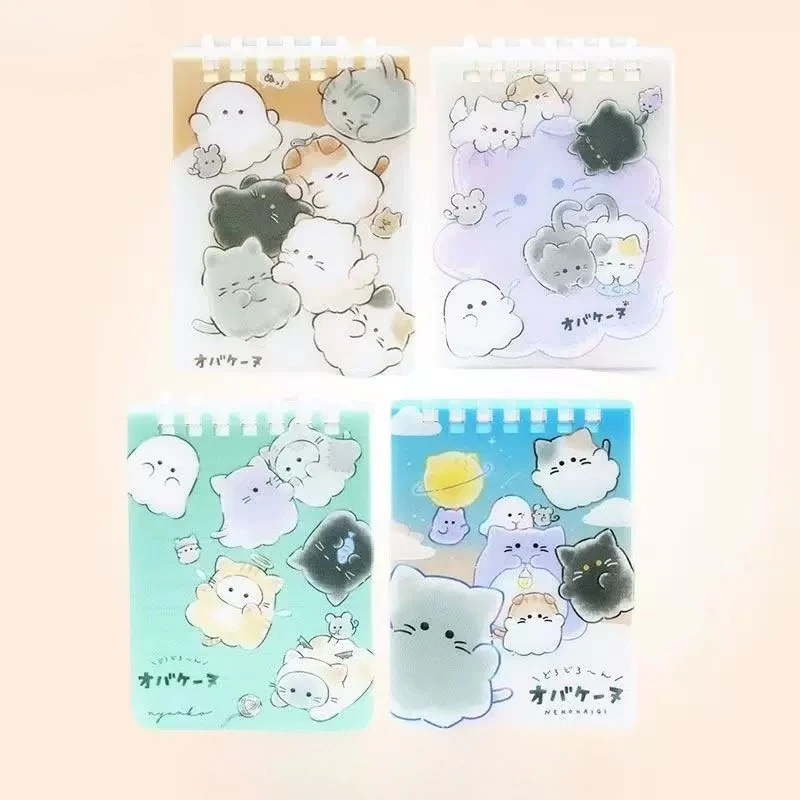 Cartoon Mini Notebook Spiral Binding Loose-leaf Cute Cats Notebooks with Lines Pages for School Office Stationery Supplies