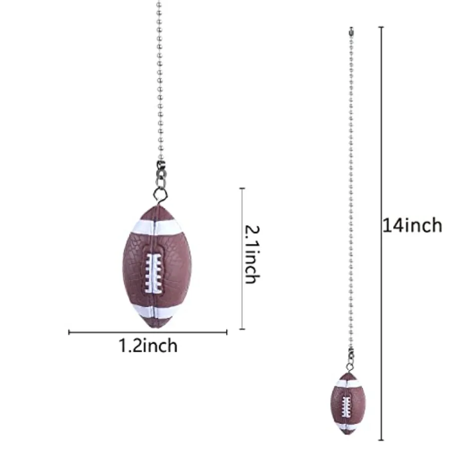 2Pcs American Ceiling Fan Pull Chains, Sport Theme String Charm Decorative Extension 14