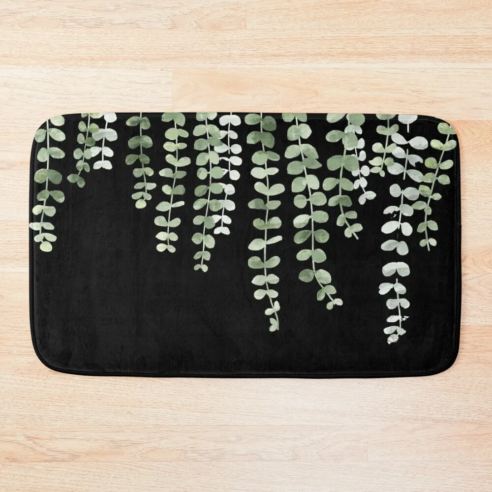 

Eucalyptus Watercolor Black Bath Mat Bathroom Rugs And Set Kitchen Rug Bathroom Accessory Mat