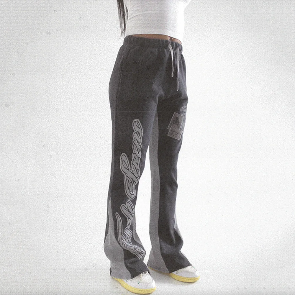 

Y2k Women's Casual Sweatpants High Street Hip-Hop Street Dance Kpop Rap Pants Loose Straight Leg Elastic Pants Streetwear Outfit